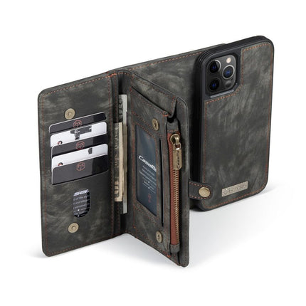 CASEME Apple iPhone 12 Pro Max Vintage Portemonnee Hoesje - Black - Casebump