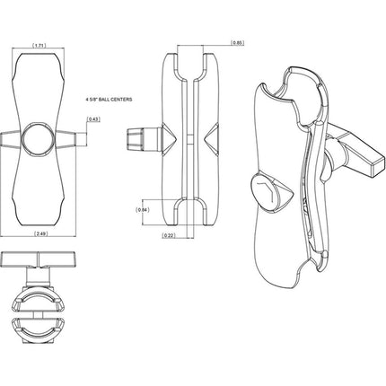 RAM Double Socket Mount Klemarm - RAM-201U (C Size) - Casebump