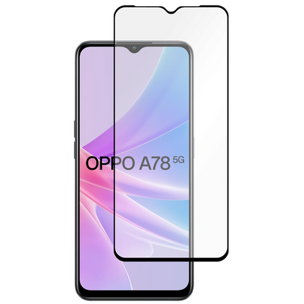 Oppo A78 5G Full Cover Tempered Glass -  Screenprotector - Black - Casebump