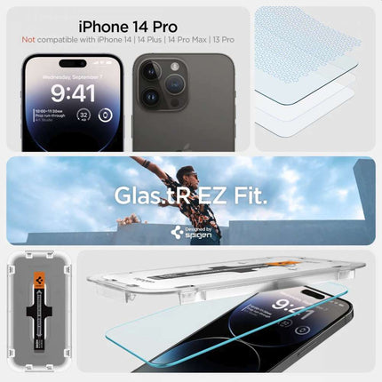 Spigen Glass Apple iPhone 14 Pro Met Montage Frame EZ FIT - 2 Pack AGL05214 - Casebump