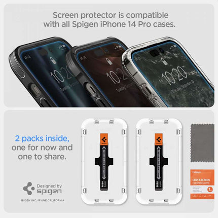 Spigen Glass Apple iPhone 14 Pro Met Montage Frame EZ FIT - 2 Pack AGL05214 - Casebump