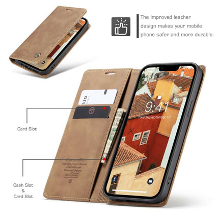 CASEME iPhone 14 Plus Retro Wallet Case - Brown - Casebump