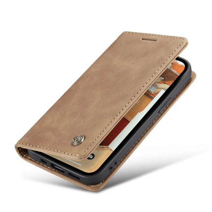 CASEME iPhone 14 Retro Wallet Case - Brown - Casebump