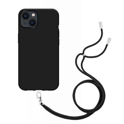 Apple iPhone 14 Soft TPU Case with Strap - (Black) - Casebump