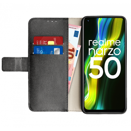 Realme Narzo 50 Wallet Case (Black) - Casebump