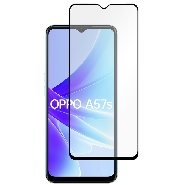 Full Cover Screenprotector Oppo A57s Tempered Glass - black - Casebump