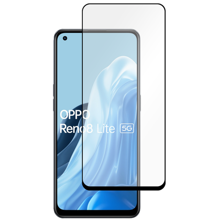 Full Cover Screenprotector Oppo Reno8 Lite Tempered Glass - black - Casebump