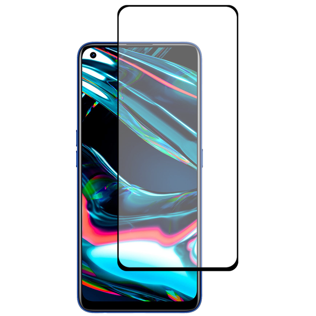 Full Cover Screenprotector Realme 7 Pro Tempered Glass - black - Casebump