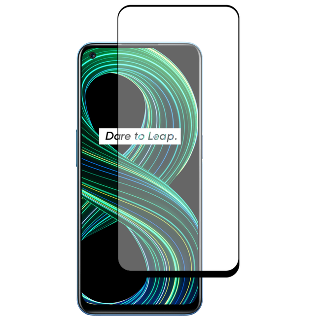 Full Cover Screenprotector Realme 8 5G Tempered Glass - black - Casebump