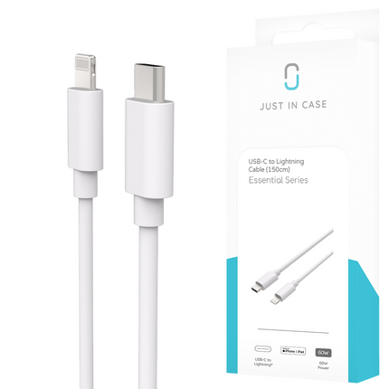 Essential USB-C to Lightning Cable (150cm) - White - Casebump