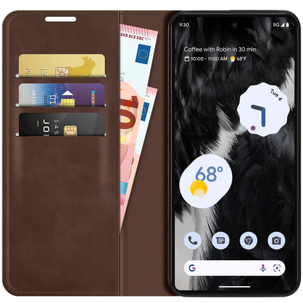 Google Pixel 7a Magnetic Wallet Case - Brown - Casebump