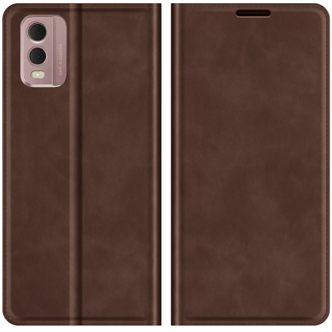 Nokia C32 Magnetic Wallet Case - Brown - Casebump